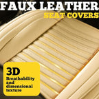 LINGVIDO Front Car Seat Covers, Faux Nappa Leather, Airbag Compatible and Waterproof Protectors for Sedans SUVs, Breathable Anti-Slip Interior for Commuters and Rideshare, Beige