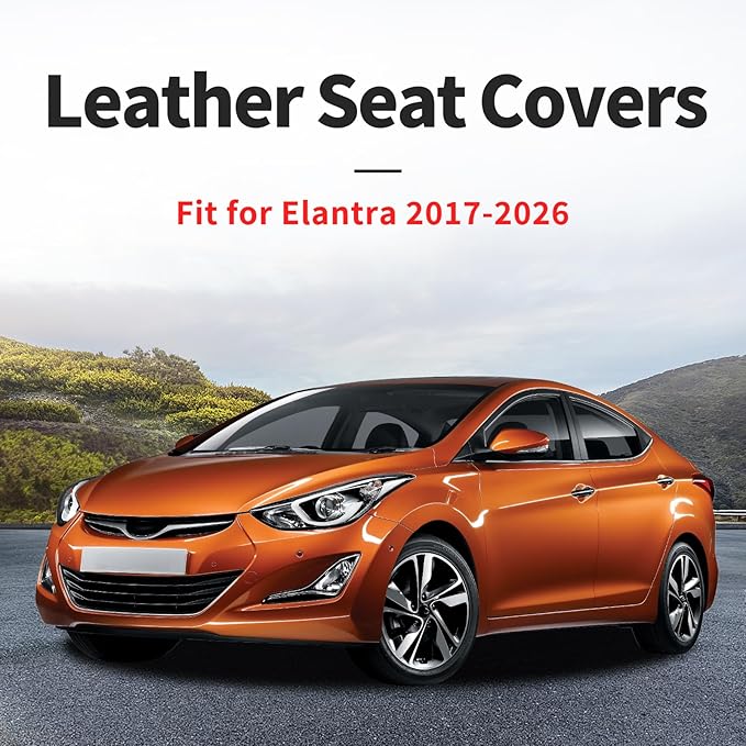 Fit Elantra Car Seat Covers for Hyundai Elantra 2017-2025 2026 - Premium Leather, Waterproof, All-Weather, Airbag Compatible, Breathable, Seat Protectors, Only 2 Front seat Covers, Whiteline