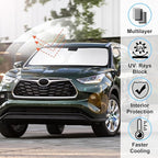 Windshield Sun Shade Front Sunshade Foldable Sun Visor Protector Custom Fit 2020-2024 2025 2026 Toyota Highlander Accessories Keep Your Car Cooler