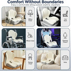 Seat Cushion for Office Chair Car, L-Shaped Ergonomic Seat Cushions,Memory Foam Orthopedic Cushion with Coccyx Hollow,Lumbar Support & Tailbone Pain Relief for Car, Truck, Gaming Chair,Beige & Gray