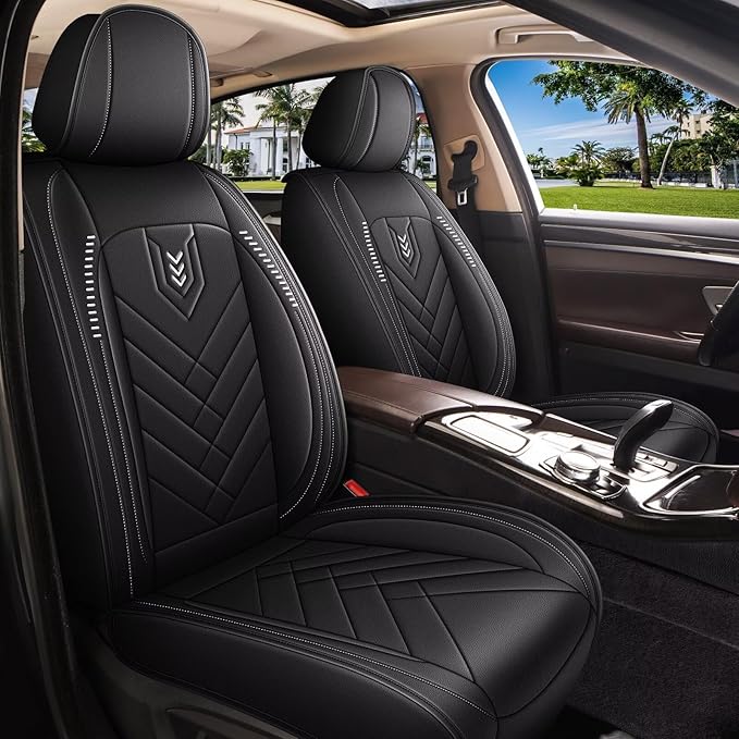AOMSAZTO Car Seat Covers Fit for Cadillac XT4 2019-2026 Seat Cover 5-Seater Full Set Waterproof Faux Leather Automotive Auto Interior Protector Cushion(5 Seats,Black)