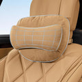 Car Neck Pillow, Soft Breathable Leather Car Neck Pillow Comfortable Head Neck Rest Support Cervical Pillow with Adjustable Strap, Universal Fit Cars SUVs Sedan Home Office (Light Brown)