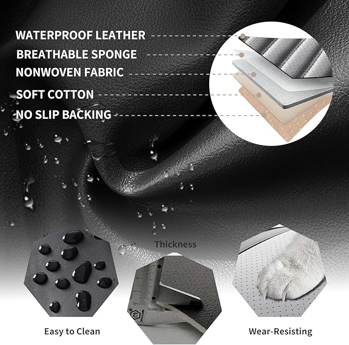 Car Seat Covers Full Set Fit for Toyota C-HR 2018-2022, Premium Faux Leather Car Seat Protector,Breathable Anti-Slip Full Wrapping Edge Seat Covers(Black&Gray,Full Set)