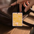 Summer Sun Car Air Freshener 4 Pcs, Beach Wave Palm Tree Scented Hanging Decor for Women Men, Vehicles Home Vacation, Tropical Mirror Gift