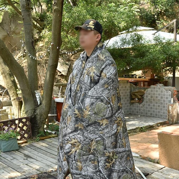 Poncho Liner Military Blanket Outdoor Camping Blankets for Travel, Beach, Grass, Picnic, Car Emergency, Outdoor, Survival
