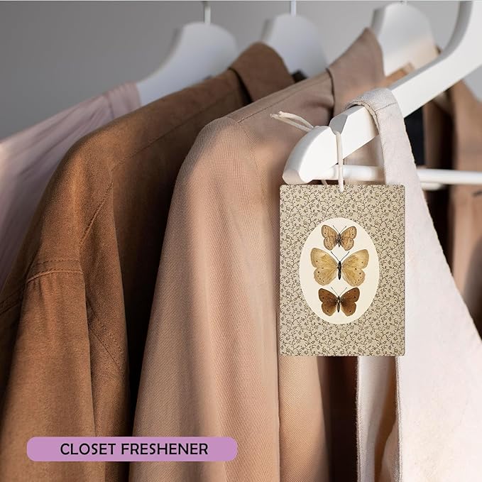 Vintage Neutral Butterfly Floral Lavender Car Air Freshener 3Pcs, Coquette Bow Rustic Moth Flower Scents Air Freshener for Women Girls, Retro Car Accessories Interior Mirror Decor Hanging