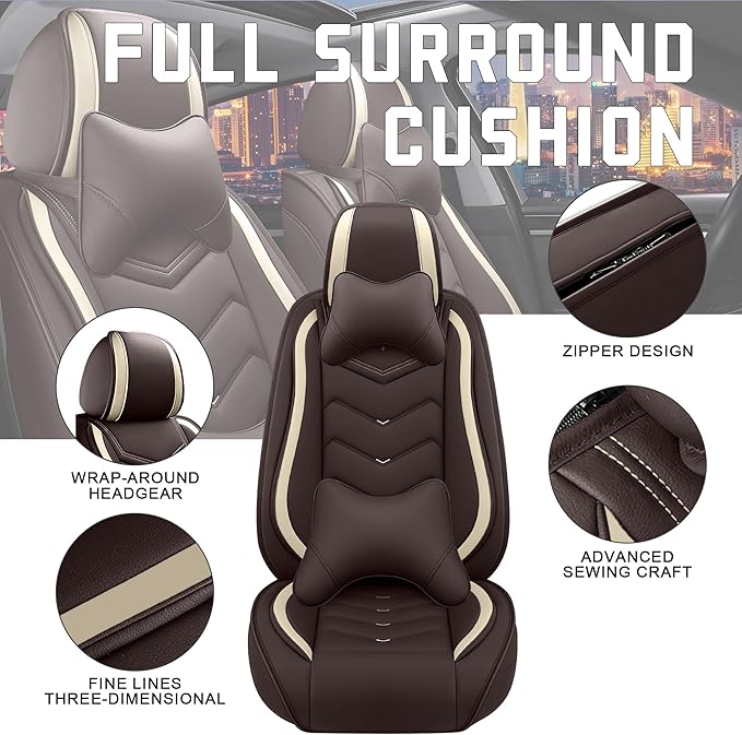 CTDS Car Seat Covers for Mazda CX-5 CX-3 CX-7 CX-9 CX-50 CX-30 CX-70 CX-90 2007-2026, Stylish Sport Seat Cover, Premium Nappa Leather Car Seat Cover.(Luxury 2 Seats/Coffee Color)