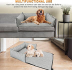 Dog Car Seat for Small/Medium Dogs, 2-in-1 Booster Seat & Pet Sofa Bed, Removable Washable Portable Car Travel Bed (Stripes-L-Grey)