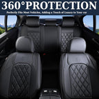 Coverado Car Seat Covers Full Set, Black Seat Covers, Waterproof Faux Leather Car Seat Cover, Luxury Car Seat Cover, Automotive Seat Covers 5 Seats, Car Seat Protector Universal Fit Most Cars