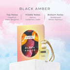 Evair Combo Pack of Car Air Freshener with Essential Oils Fragrances Black Amber, Ocean Rush & English Rose in Glass Bottle with Wooden Diffuser Lid | Each 10 ml- Pack of 3