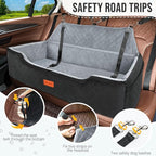 Large Dog Car Seat Under 100 lbs, Washable Dog Car Bed for 2 Medium Dogs, Detachable Pet Booster Seat with Storage Pocket and Seat Belt for Back Seat Dog Travel Bed