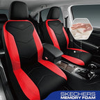 Skechers Memory Foam Seat Covers,Leather Car Seat Covers, Ultimate Comfort & Support Front Seat Covers Airbag Compatible, Automotive Universal Fit Most for SUVs, Vans, Sedans, Cars, Trucks,Red