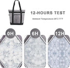 BeeGreen Insulated Cooler Bag with Handles Oversized Sturdy Leakproof Freezer Shopping Tote for Groceries Heavy Duty Thermal Food Delivery Bag Vintage Blue