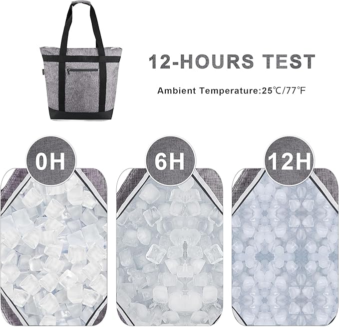 BeeGreen Insulated Cooler Bag with Handles Oversized Sturdy Leakproof Freezer Shopping Tote for Groceries Heavy Duty Thermal Food Delivery Bag Charcoal