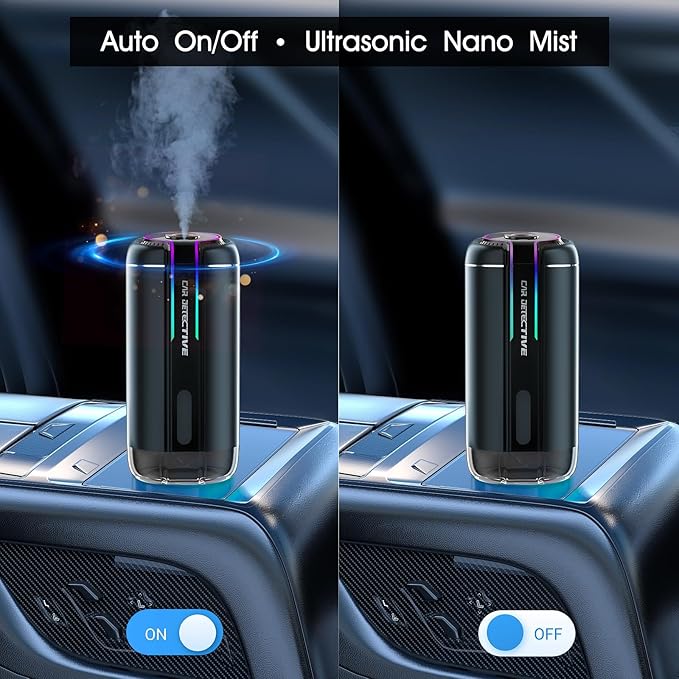 P6 Smart Car Air Freshener Diffuser - Auto On/Off, 4 Modes, 30-Day Battery, Ultrasonic Mist, Long-Lasting 4 Months, Jade Dragon Tea Scent