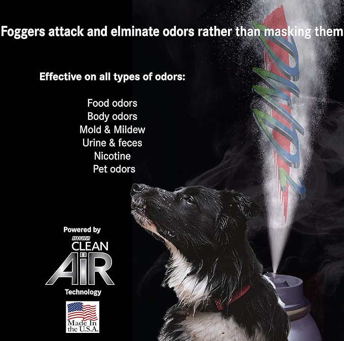 Clean Air Odor Removal Fogger Super Plus – Enzyme-Based Interior Odor Control for Cars, Homes & Enclosed Spaces, Plant-Based, Non-Toxic, Powerful Formula for Air Freshening