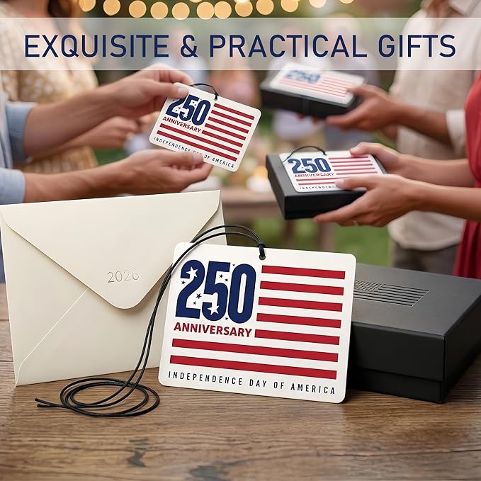 9Pcs USA 250th Anniversary Car Air Freshener, 1776-2026 Semiquincentennial Commemorative Hanging Ornament, Patriotic Double-Sided Scented Tablet, 2026 Independence Day Souvenir Gifts (Style 3)