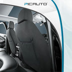 PIC AUTO Leather Car Seat Covers, Premium Automotive Waterproof Front & Rear Full Set Bucket Car Seat Protectors, Black and Black PVC Patchwork, Fits for Cars, Trucks, Van, SUV, Airbag Compatible