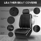 CAR PASS Oxford Leather Car Seat Covers Front 2 Only, Scratch Thick Seat Covers Waterproof, Universal Fit for Truck SUV Sedan, Durable All Weather, Emboss Black