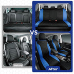 Skechers Memory Foam Seat Covers,Leather Car Seat Covers, Ultimate Comfort & Support Seat CoversFull Sets,Airbag Compatible, Automotive Universal Fit Most for SUVs, Vans, Sedans, Cars, Trucks,Blue