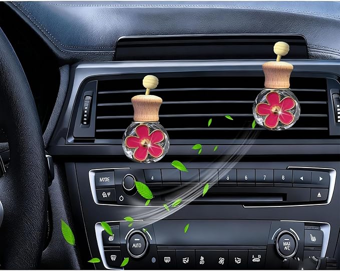 Daisy Bottle Car Air Freshener Clips, 2 Pcs Cute Daisy Car Air Vent Clip, Coquette Auto Air Conditioning Outlet Diffuser Perfume Clips, Interior Decoration (Rose, one size)