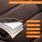 Car Seat Covers Full Set, Brown Car Seat Cover Lumbar Support, Car Seat Protector Waterproof, Nappa Leather Car Seat Cushion, Front Seats and Back Fit for Most Cars