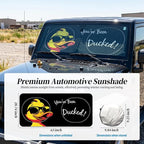 63"x28.5" Car Windshield Sun Shade with Storage Pouch, Stylish Printed Front Window Sunshade with Double Ring Frame, Universal Fit Foldable Heat Blocker & UV Protector for SUV, Sedan (Duck)