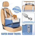 PETSFIT Dog Car Seats for Small Dogs–Patented Safety Buckles–Safety Tether–Foldable Travel Dog Booster Car Seat Reduces Anxiety & Road Trips–Stable Frame, Soft Cushion, Fits Front/Back Seat(Navy Blue)
