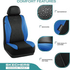 Skechers Car Seat Covers,Leather Seat Covers with GOGA Mat Technology,Waterproof Car Seat Covers Front Seats,Airbag Compatible,Comfort Universal Fit for Most Cars,Vans,Trucks,SUVs,Blue