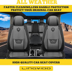 LINGVIDO Car Seat Covers Full Set (5 Seats) - Premium Perforated Nappa Leather, Waterproof Shield, Omni-Adapt Fit SUVs Sedans, Ultimate Family & Pet Protection