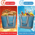 Insulated Cooler Bag Leakproof Thermal Insulation Collapsible Cooler Tote with Zippered, Reusable Cooler Bags