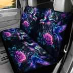 KEIAHUAN Purple Rose Hummingbird Car Seat Covers Full Set Car Front/Rear Seat Cover Universal Size Fit for Truck SUV Sedan Van for Women