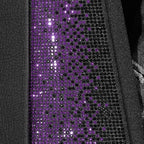 CAR PASS Bling Diamond Leather Car Seat Covers Full Seats Interior Sets, Waterproof Shining Glitter Sparkly Crystal Universal Armrest Fit Automotive Truck SUV Cute Women Girl, Black Purple Rhinestone