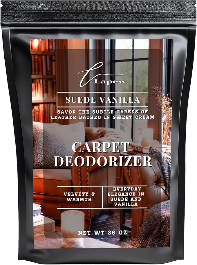Lapew Suede Vanilla Carpet Deodorizer Powder - Pet Safe Freshener for Vacuuming | Scented Odor Eliminator for Home | 36 oz