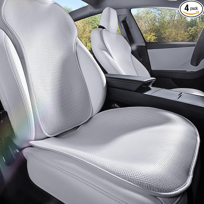 Front Car Seat Covers for Tesla Model Y Model S Model X Model 3 2017-2026 Breathable Interior Seat Cushion Protector All Season Protection (Without Logo)