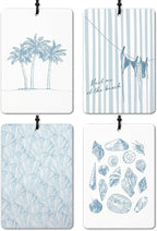 Blue Coastal Beach Car Air Freshener 4 Pcs, Preppy Girly Beachy Seashell Starfish Palm Tree Hanging Air Freshener for Closet Drawer Books, Cute Summer Sea Car Accessories Mirror Decor for Women