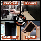 Liquid Rubber Basement and Foundation Repair Sealant - Waterproof Concrete Sealer & Crack Filler - Flexible Coating for Indoor & Outdoor Use - Waterproofing Paint - Black, 12 Pack