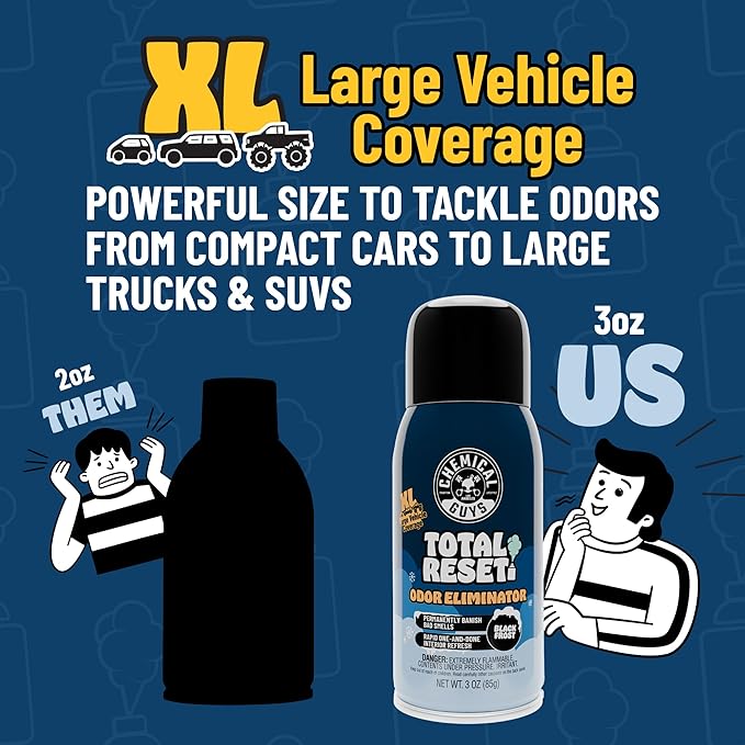 Chemical Guys Odor Eliminating Aerosol Fogger, Black Frost Scent - 3 oz Single Can For Cars, Trucks, And SUVs - Set-And-Forget Interior Deodorizer Neutralizes Smoke, Pet, Gym, And Food Odors & More