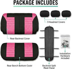 FH Group Automotive Car Seat Covers Rear Set Premium 3D Air Mesh Seat Covers, Airbag Compatible and Split Bench Cover Universal Fit Interior Accessories for Cars Trucks and SUVs - Pink