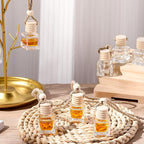 Zubebe 300 Pcs 8ml Hanging Car Air Freshener Diffuser Bottle Bulk Empty Clear Glass Perfume Bottles Refillable Aromatherapy Essential Oils Pendant for Auto Interior Ornaments Decoration (Cube)
