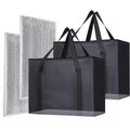 2PK Insulated Grocery Bags Reusable Heavy Duty - Cooler Tote with Reinforced Base for Stability & No Sag - XL Thermal Bag for Hot Cold Food, Delivery, Shopping, Travel, Camping, Grocery Essentials
