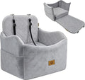 Dog Car Seat for Small/Medium Dogs Up to 35 lbs, 2-in-1 Pet Car Seat with Memory Foam, Machine Washable Dog Bed for Cars, Non-Slip Pet Booster Carseat with Safety Leashes, Storage Pockets (Grey)