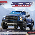 Autoamerics 1-Piece Windshield Sun Shade - Ocean Wave Foldable Car Front Window Sunshade for Most Cars SUV Truck - Heat Blocker Visor Protector Blocks Max UV Rays and Keeps Your Vehicle Cool - Small