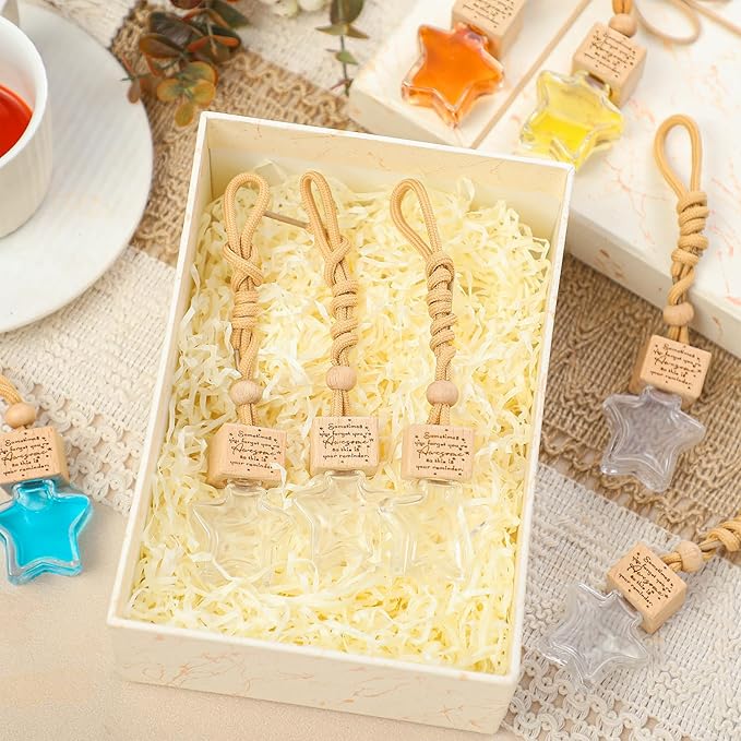 36 Pcs Star Shaped Car Fragrance Diffuser Bottle Bulk - Appreciation Gifts Set Hanging Glass Diffusers with Inspirational Message for Coworker Teacher Staff Thank You Gift (Sometimes)