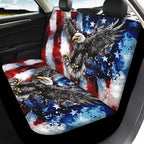 KEIAHUAN Front and Back Car Seat Covers American Flag Eagle Front Seat Cover and Split Rear Bench Seat Cover 4th of July Patriotic Automotive Interior Accessories