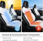Custom Fit Seat Covers for 2025 2026 Tesla Model Y Juniper (5-Seater) - Ventilated Seats & Rear Screen Compatible - Nappa Leather Full Set Car Seat Protectors (Black+ White, Model Y 2025)