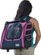 Pet Gear I-GO2 Traveler Roller Backpack, Travel Carrier, Car Seat for Cats/Dogs, Mesh Ventilation, Included Tether, Telescoping Handle, Storage Pouch, Pink