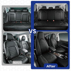 Skechers Memory Foam Car Seat Covers, Leather High Back Seat Covers Quilting Design,Waterproof Sports Car Seat Covers Full Sets,Airbag Compatible, Universal Fit for Most Cars, SUVs,Trucks,Black