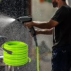 Hourleey Pressure Washer Hose 100 FT, 3600 PSI Flexible Kink Resistant Power Washer Hose Replacement, 1/4" Quick Connect Pressure Hose Extension, Green