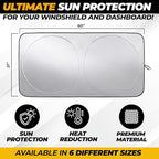 Jeep Windshield Sun Shade - 240T Thickened Material, X-Small (60" x 21"), Windshield Sun Visor Keeps Car Interior Cool, UV Heat and Dashboard Protects, fits with Wrangler, Gladiator and Rubicon